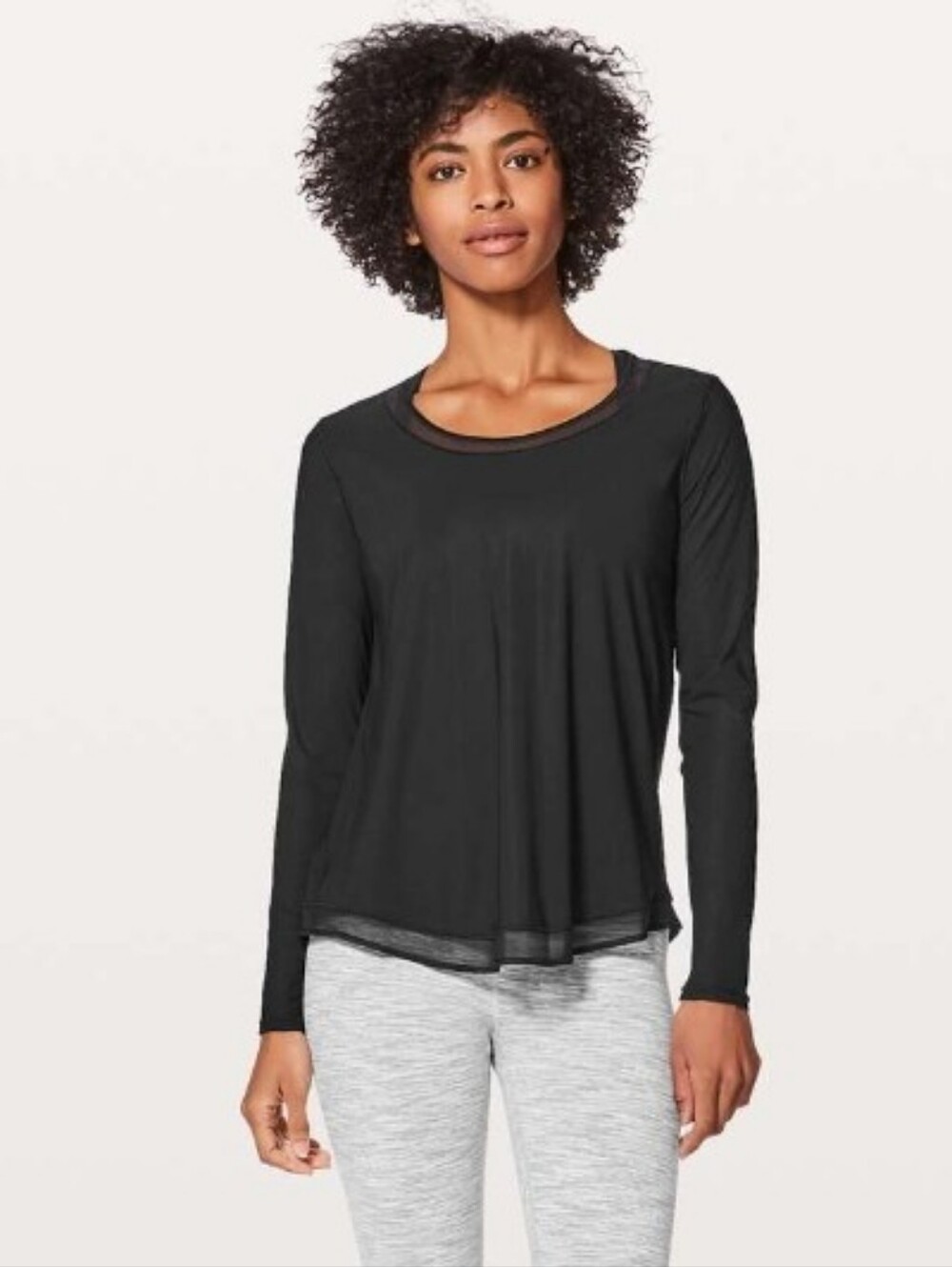 Lululemon Mix & Mesh Long-Sleeve Black Top Size 10